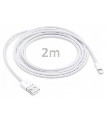 Kabel USB Lightning wszystkie iPhone iPad długi 2m Biały