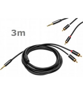 Kabel jack 3,5mm 2 x RCA cinch Solidny przewód 3m