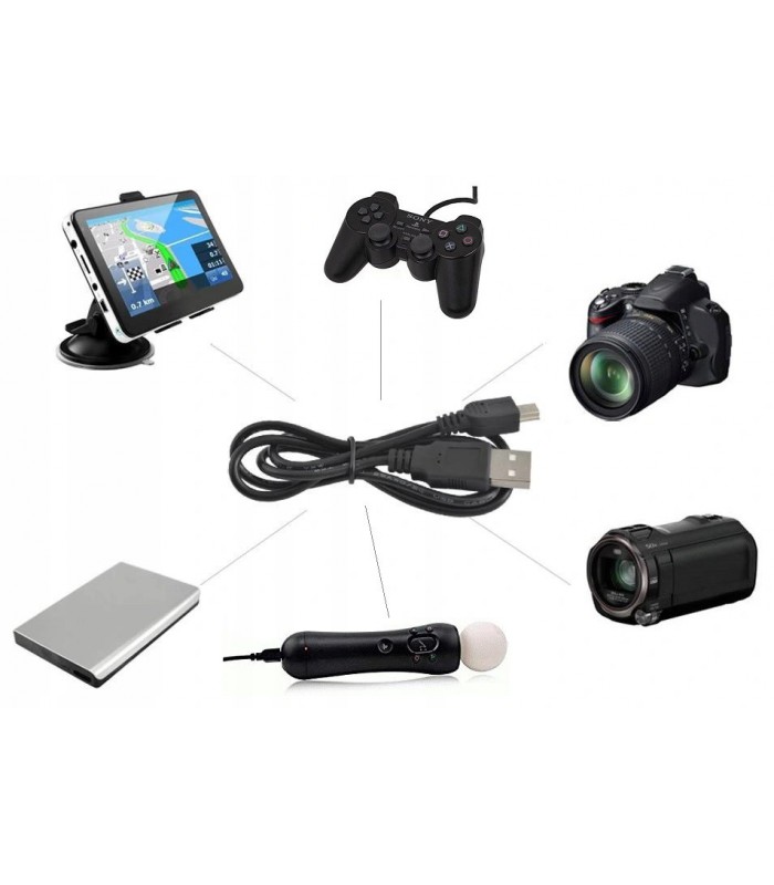 Kabel Mini USB 3m miniUSB Pad PS3 Nawigacja Aparat 3m