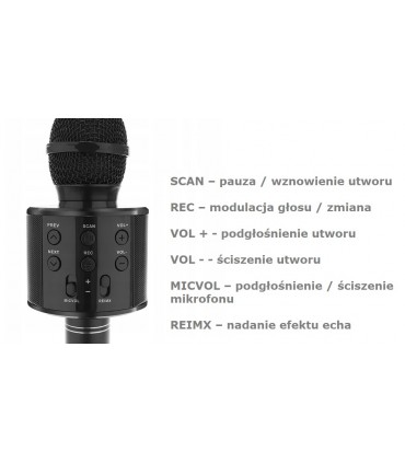 Mikrofon karaoke z głośnikiem Bluetooth 4.0 czarny