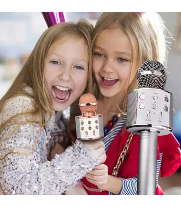 Mikrofon karaoke z głośnikiem Bluetooth 4.0 silver