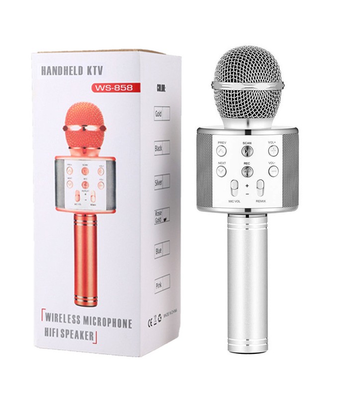 Mikrofon karaoke z głośnikiem Bluetooth 4.0 silver