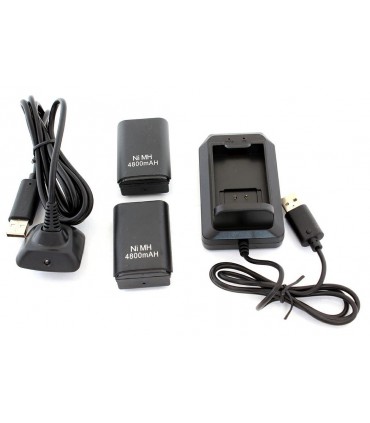 Ładowarka + 2x Bateria Aku + Kabel Xbox 360 czarny