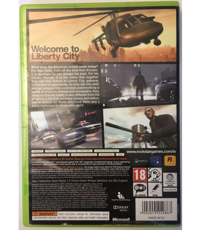 GTA 4 IV Grand Theft Auto Xbox 360