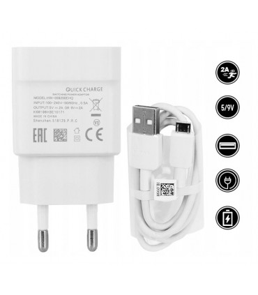 Ładowarka Fast 2A HW-059200EHQ + Kabel MicroUsb 1m