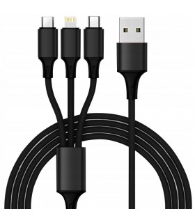 Kabel USB 3w1 Lightning MicroUSB TypC 1.2m