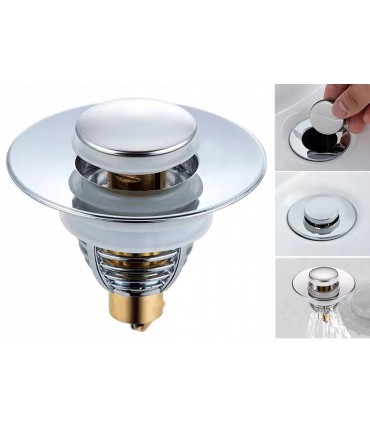 Stalowy Korek do umywalki prysznica klik-klak 62mm