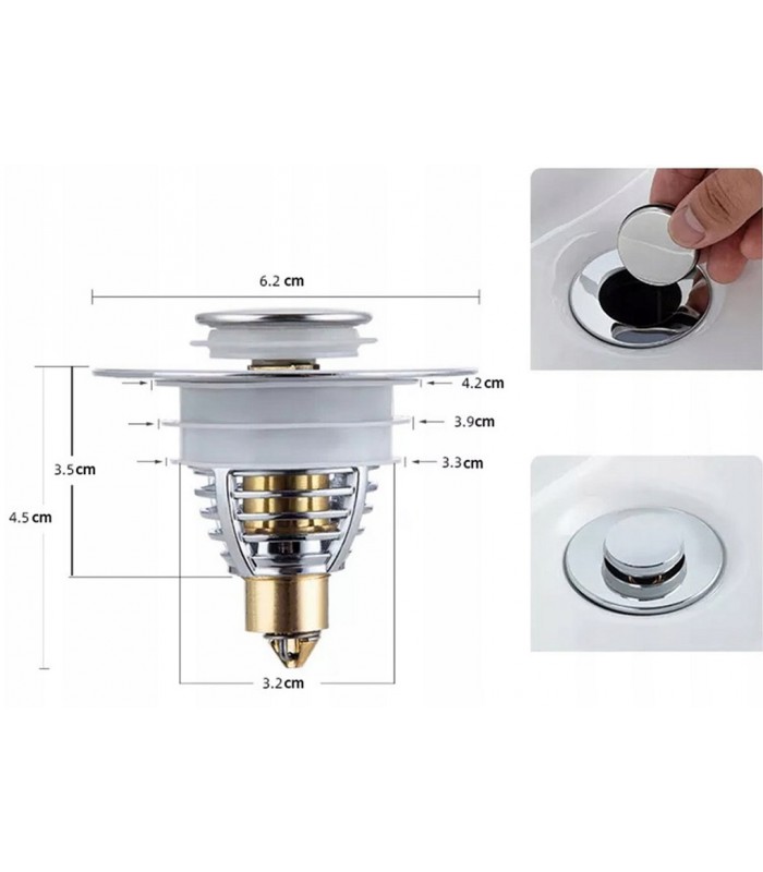 Stalowy Korek do umywalki prysznica klik-klak 62mm
