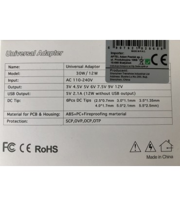 Zasilacz uniwersalny 30W 3V do 12V DC 1.2A