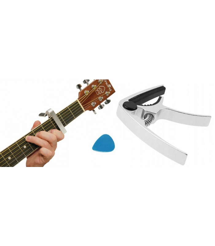 Solidny Kapodaster Metalowy do Gitary + Kostka gitarowa