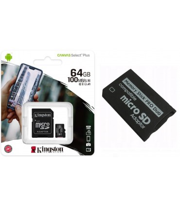Karta 64GB Kingston + adapter MS PRO DUO do PSP