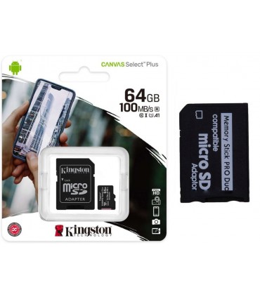 Karta 64GB Kingston + adapter MS PRO DUO do PSP