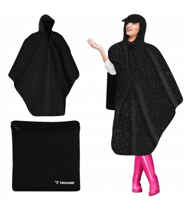 Peleryna Płaszcz przeciwdeszczowy Ponczo Czarne