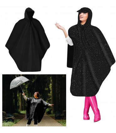 Peleryna Płaszcz przeciwdeszczowy Ponczo Czarne