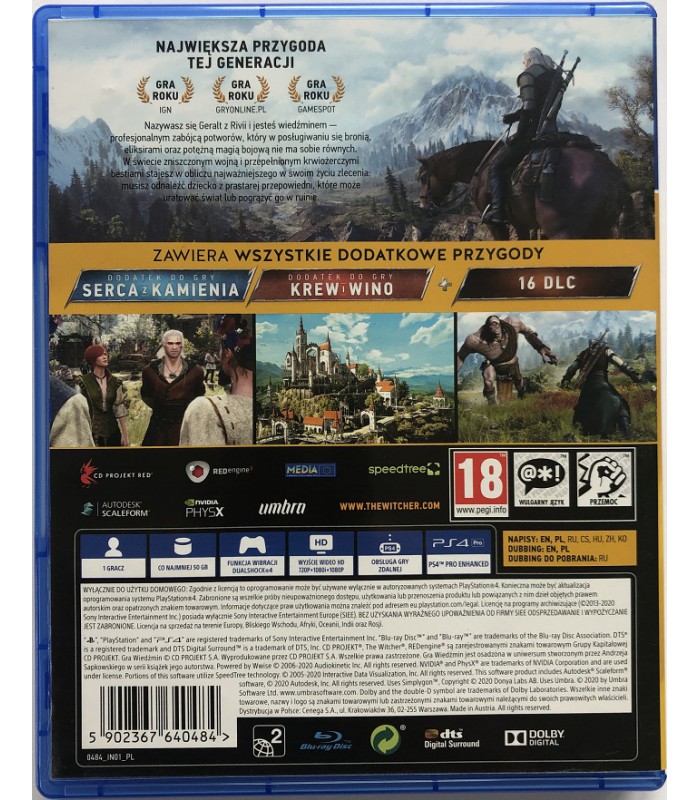 Wiedźmin 3 Dziki Gon Edycja GOTY PS4 PL
