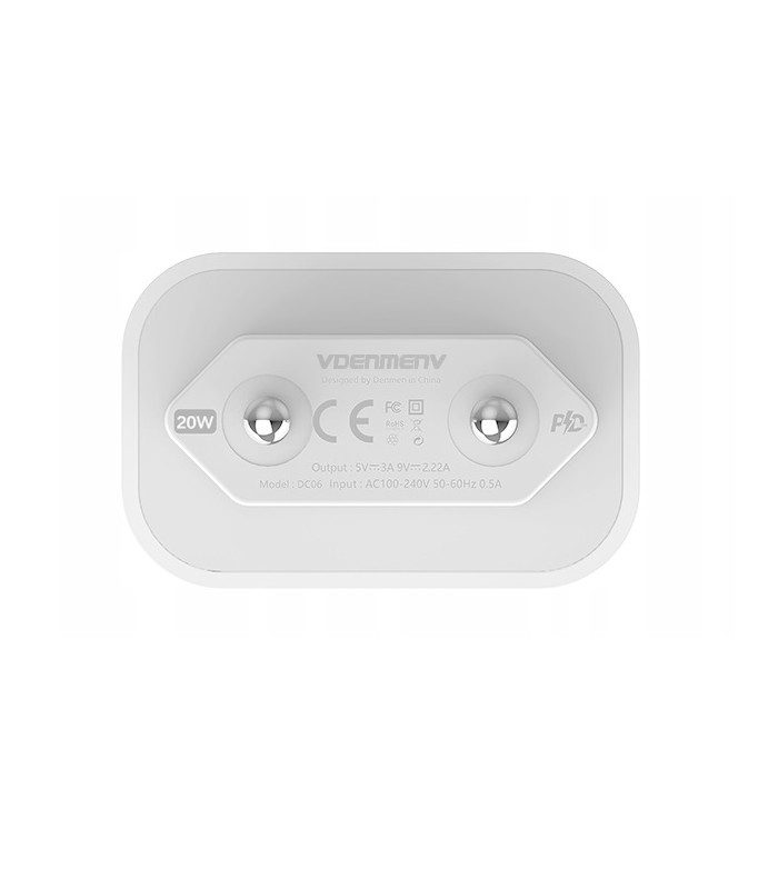 Szybka Ładowarka sieciowa DENMEN FAST 20W 3,6A Typ C