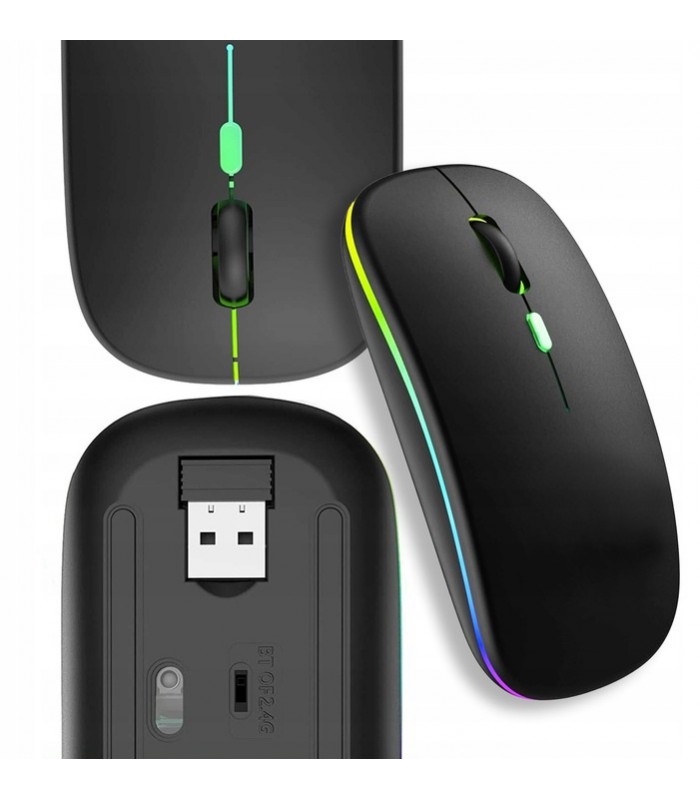 Mysz bezprzewodowa Slim Optyczna Led bez baterii