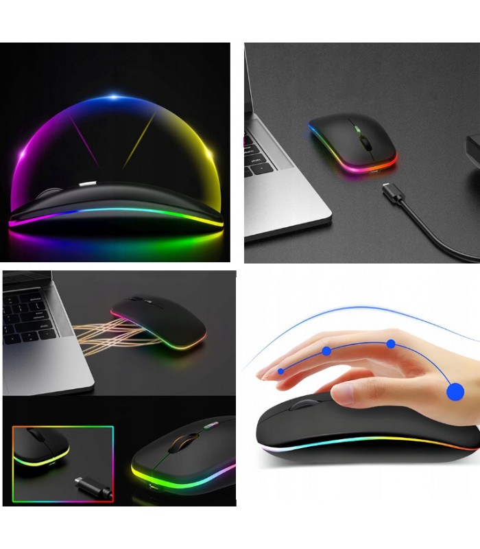 Mysz bezprzewodowa Slim Optyczna Led bez baterii