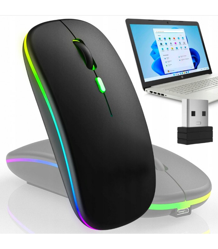 Mysz bezprzewodowa Slim Optyczna Led bez baterii