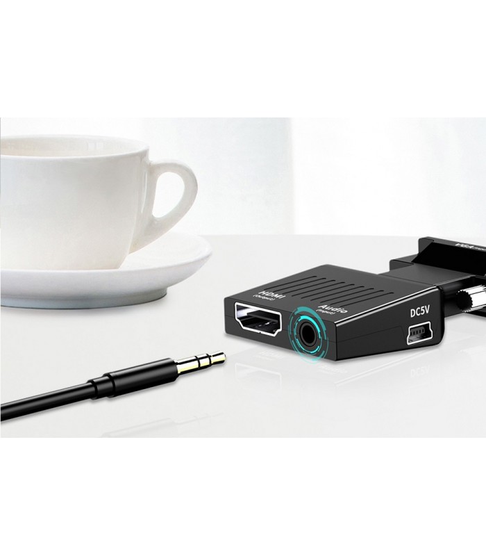 Konwerter Adapter VGA na HDMI Audio Przejściówka D