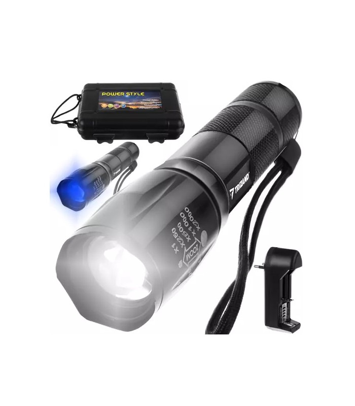 Latarka 2w1 Taktyczna CREE Led Zoom UV