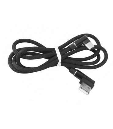 Solidny Kabel USB typ C 2A  Kątowy oplot 1m czarny