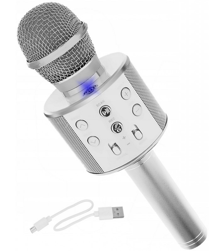 Mikrofon karaoke z głośnikiem Bluetooth 4.0 silver