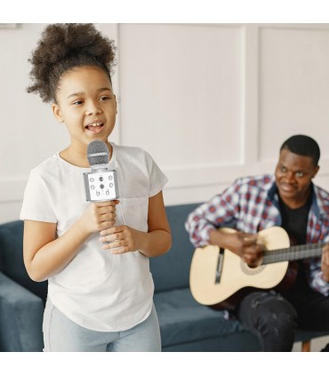 Mikrofon karaoke z głośnikiem Bluetooth 4.0 silver