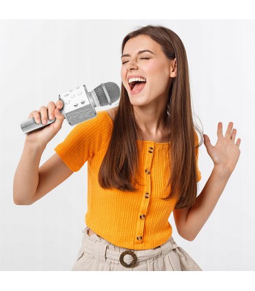 Mikrofon karaoke z głośnikiem Bluetooth 4.0 silver