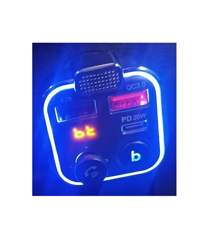 Transmiter Bluetooth FM Ładowarka 2x USB + Typ-C