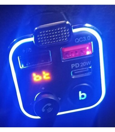 Transmiter Bluetooth FM Ładowarka 2x USB + Typ-C