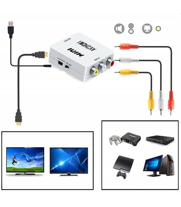 Adapter konwerter sygnału AV 3x RCA Cinch do HDMI
