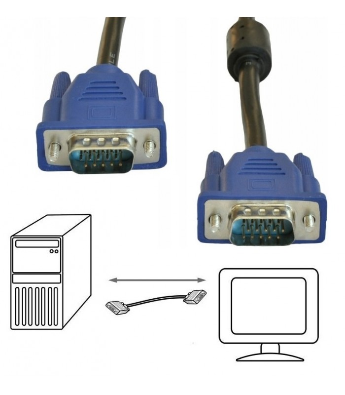 Kabel VGA 3M Monitor PC D-SUB Full HD VGA SVGA 3m