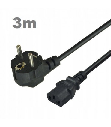 Kabel zasilający ATX 3 Pin PC Konsola TV UPS 3m