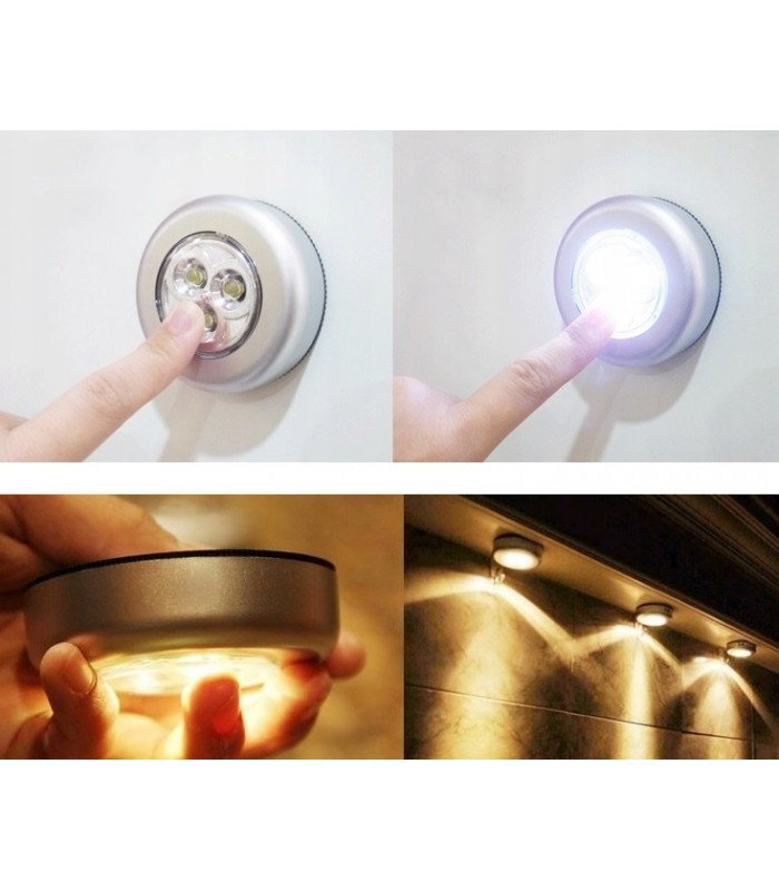 Lampka 3 LED na baterie z włącznikiem okrągła