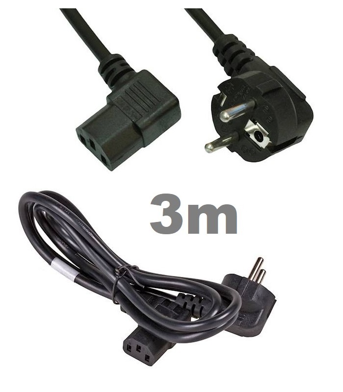 Kabel zasilający PC Monitor Przewód 3m Kątowy