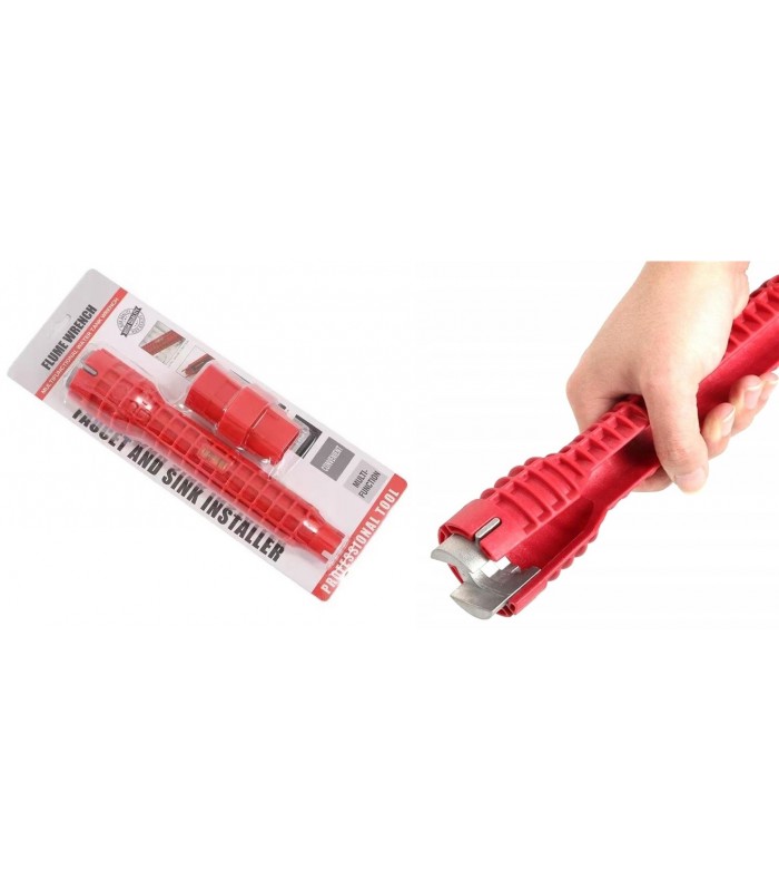 Klucz 2w1 do montażu kranu zlewów poziomnica