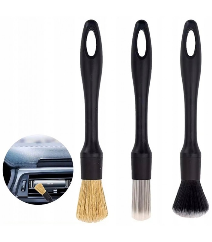 Pędzle do Detailingu zestaw 3szt. Pędzelki do czyszczenia precyzyjnego