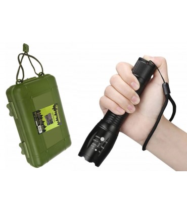 Mocna Latarka Taktyczna Zoom Aku 18650 + Ładowarka * LED Cree ZOOM