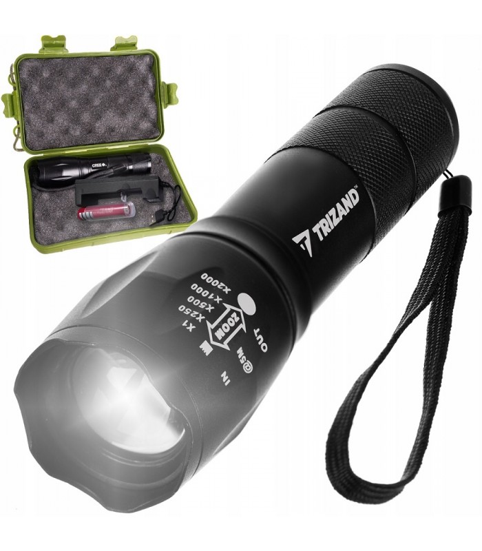 Mocna Latarka Taktyczna Zoom Aku 18650 + Ładowarka * LED Cree ZOOM