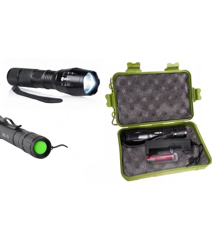 Mocna Latarka Taktyczna Zoom Aku 18650 + Ładowarka * LED Cree ZOOM