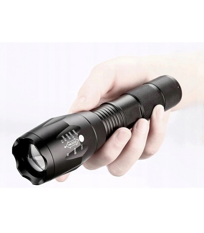 Mocna Latarka Taktyczna Zoom Aku 18650 + Ładowarka * LED Cree ZOOM