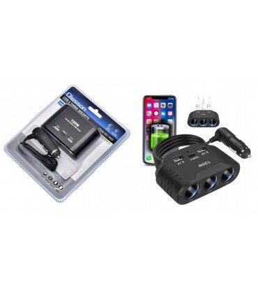 Ładowarka 120W USB-C Rozdzielacz 3x zapalniczki 12V 24V QC USB