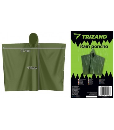 Zielona Peleryna Płaszcz Poncho Kaptur Rower Spacery Przeciwdeszczowe