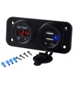 Panel 2w1 Ładowarka 12V 2x USB 5V Woltomierz