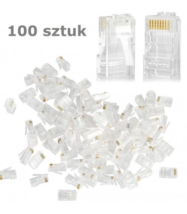 Zestaw końcówek RJ-45 8P8C 100 sztuk Sieciowe Internet Lan 5E