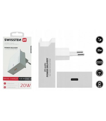 Szybka Ładowarka Sieciowa SWISSTEN USB-C PD 20W