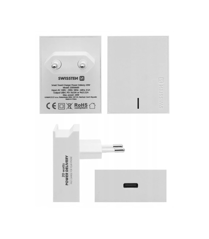 Szybka Ładowarka Sieciowa SWISSTEN USB-C PD 20W