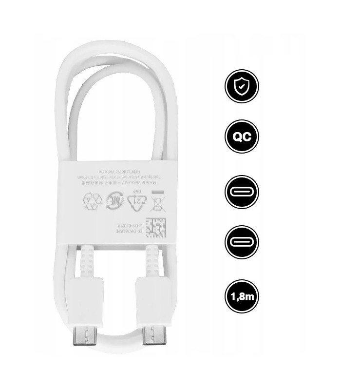 Oryg. Kabel Samsung 2X USB-C Typ C 3A 25W 45W 1.8m EP-DW767