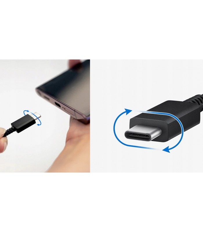 Oryg. Kabel Samsung 2x USB-C 3A 25W 45W 1m Czarny